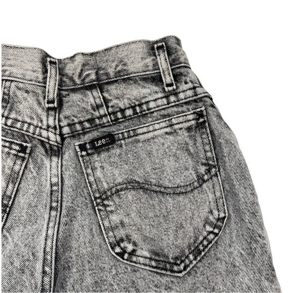 Vintage Union Made Lee Black Acid Wash Tapered Pleated Embroidered Jeans 24 X 31 - Picture 4 of 11